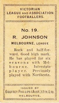 1934 Godfrey Phillips Victorian League and Association Footballers #19 Robert Johnson Back